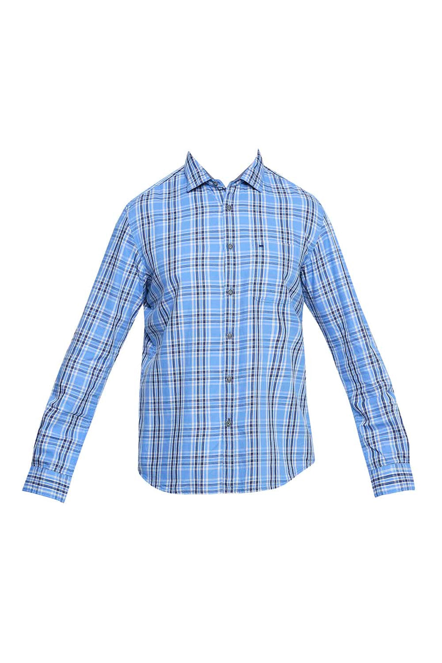BASICS SLIM FIT MARINA BLUE CHECKS SHIRT