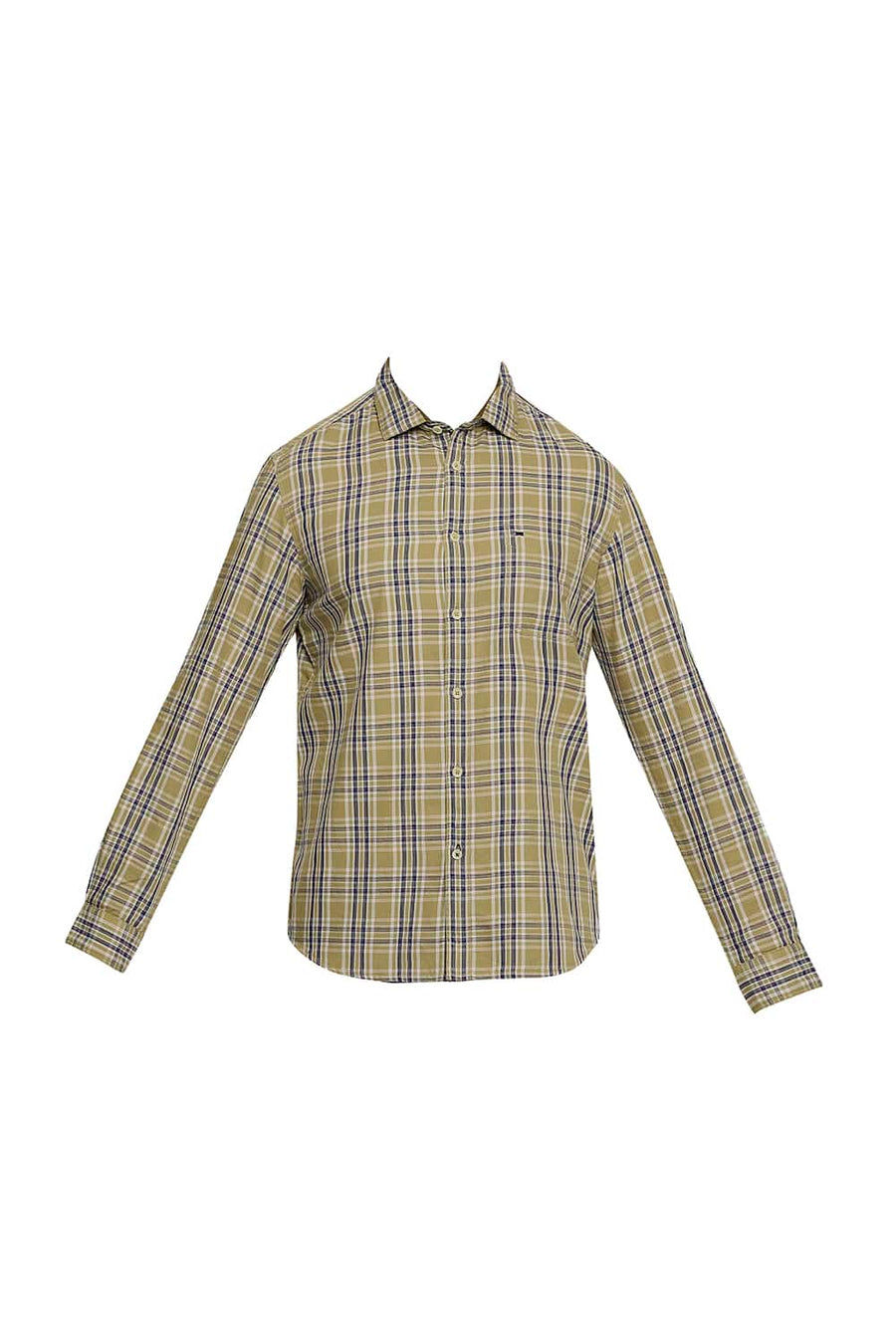 BASICS SLIM FIT PRAIRIE KHAKI CHECKS SHIRT