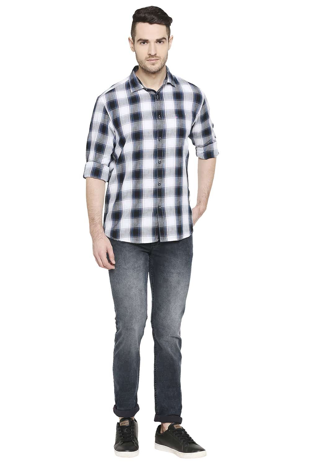 BASICS SLIM FIT CHECKS SHIRT