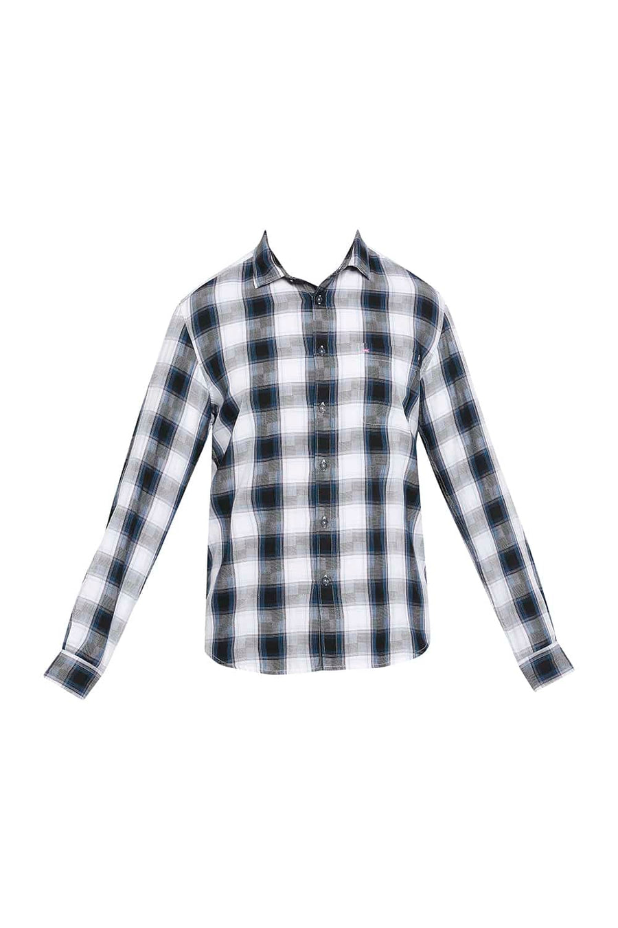 BASICS SLIM FIT CORSAIR BLUE CHECKS SHIRT