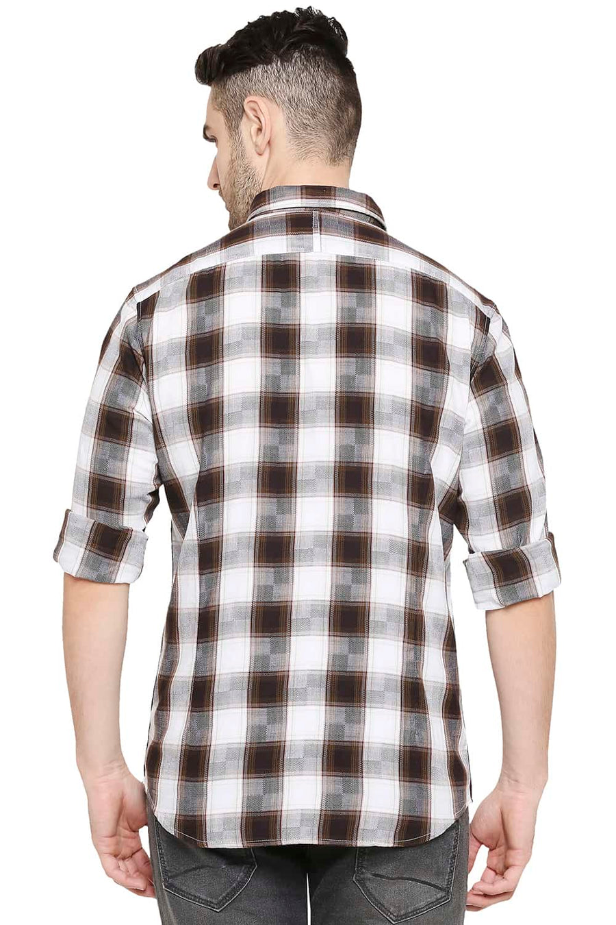 BASICS SLIM FIT OLIVE PLANTATION CHECKS SHIRT