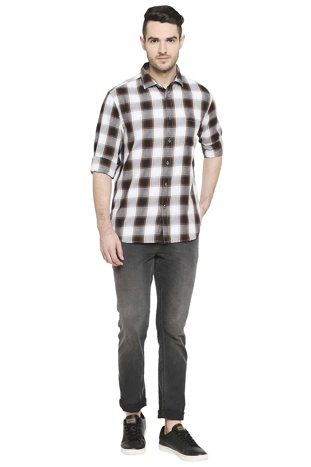 BASICS SLIM FIT CHECKS SHIRT