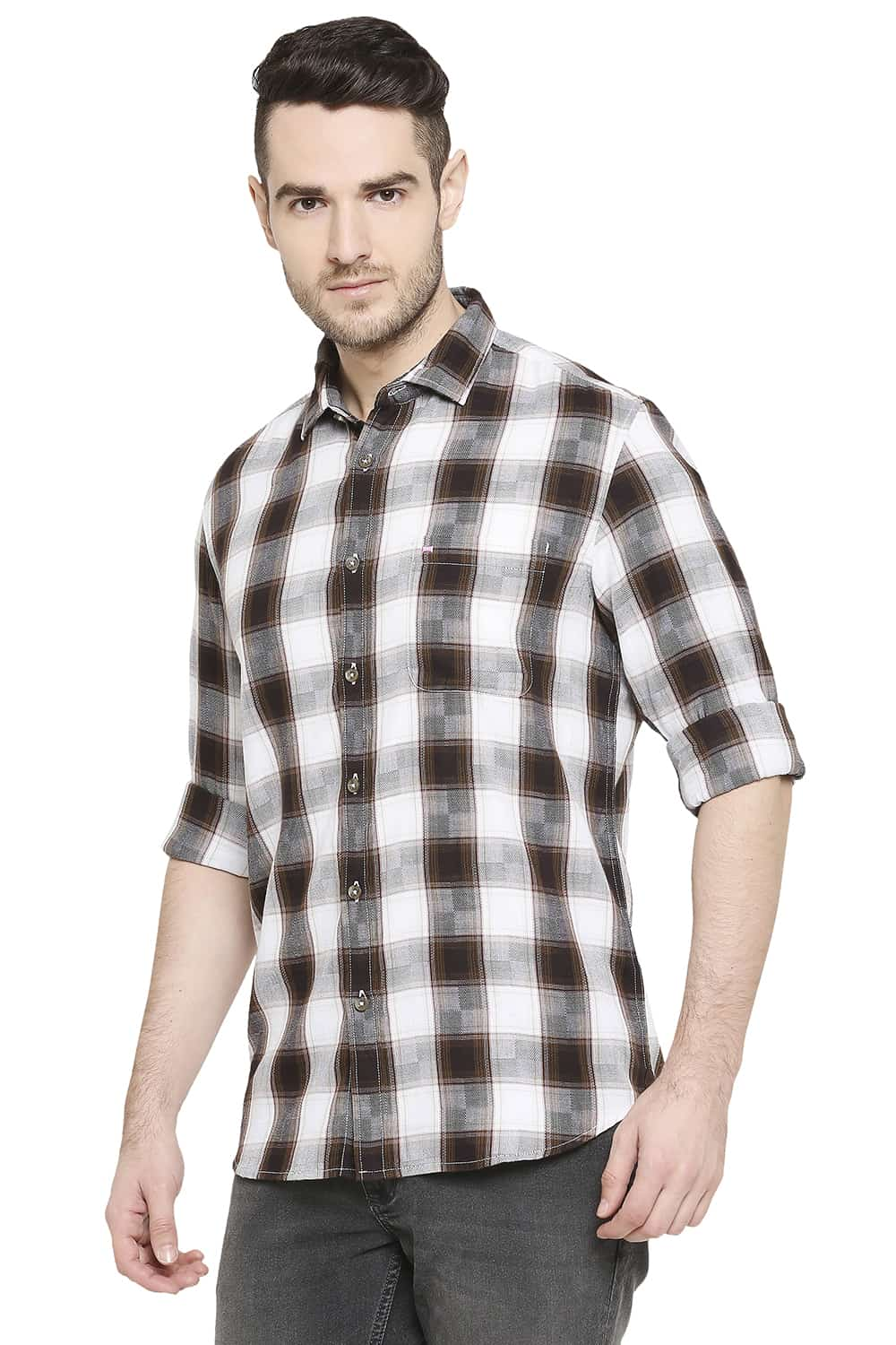 BASICS SLIM FIT CHECKS SHIRT