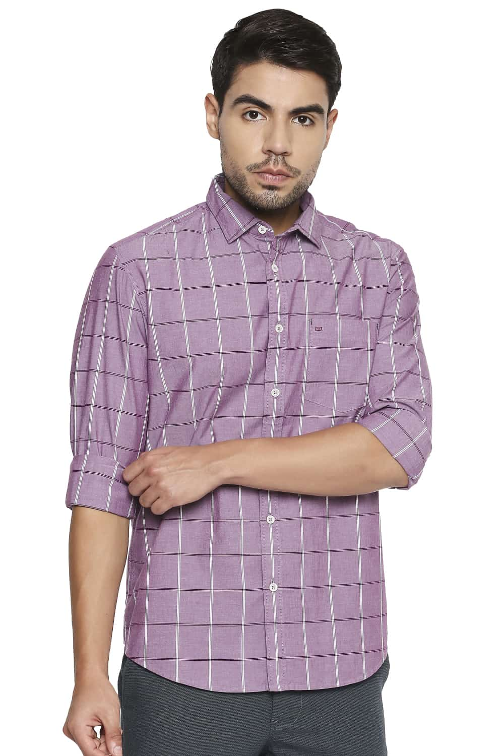 BASICS SLIM FIT CHECKS SHIRT