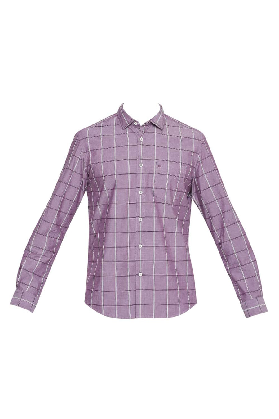 BASICS SLIM FIT DUSKY PURPLE CHECKS SHIRT
