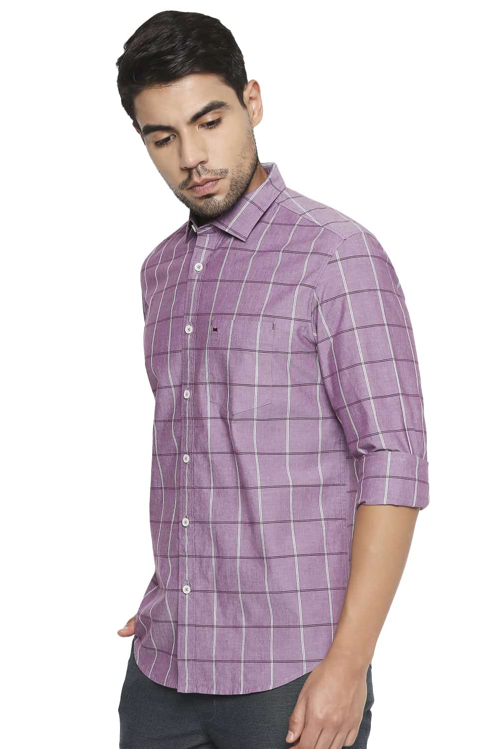 BASICS SLIM FIT CHECKS SHIRT