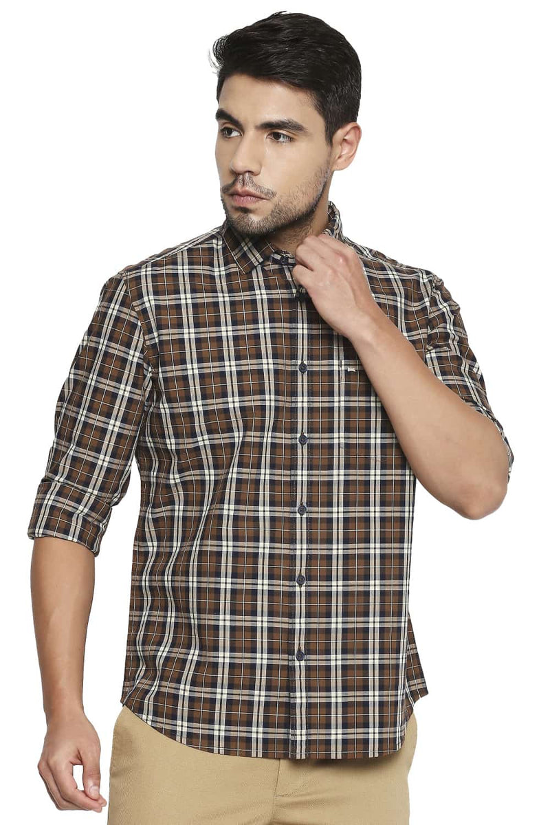 BASICS SLIM FIT CHECKS SHIRT