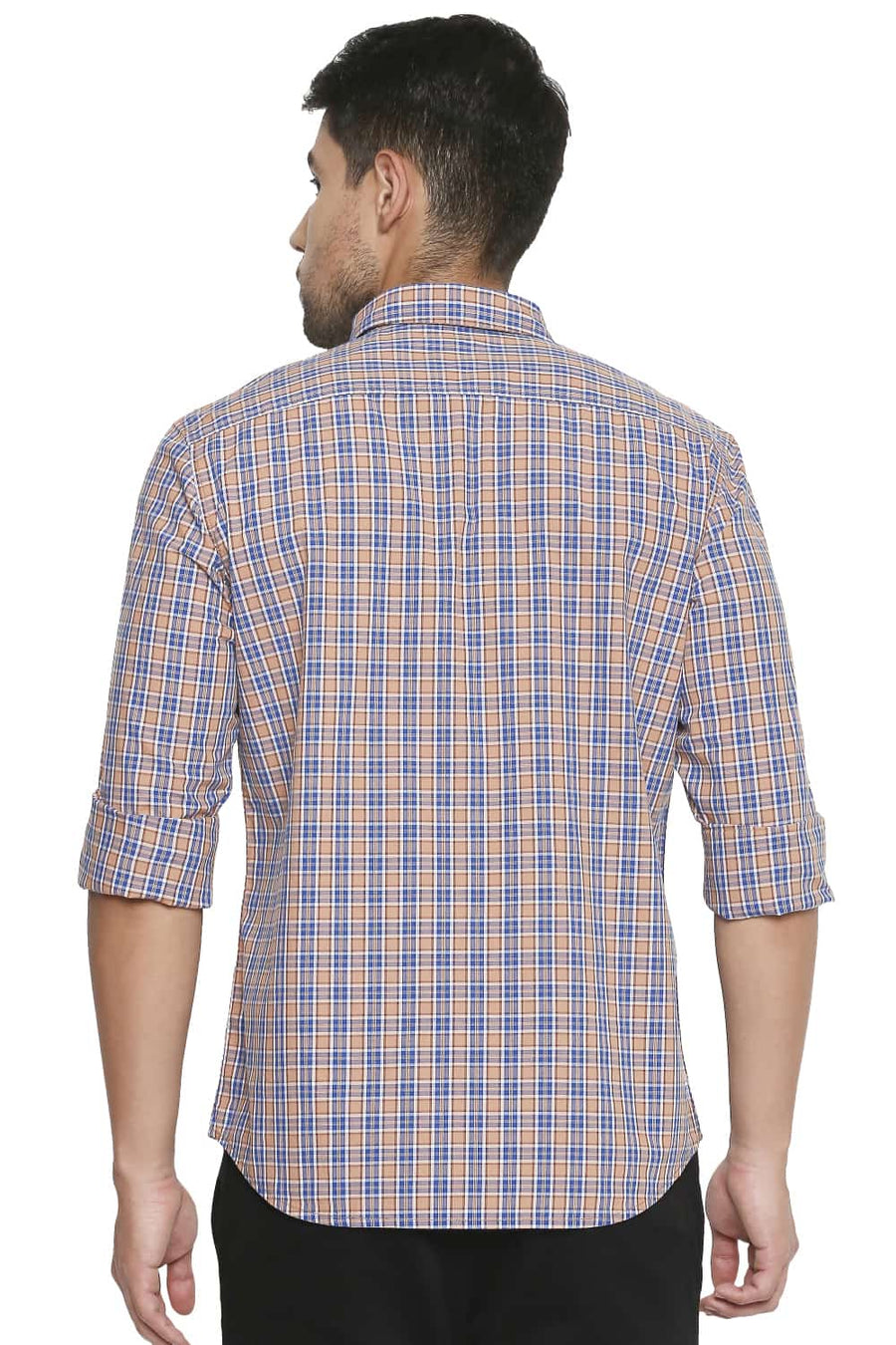 BASICS SLIM FIT MUTED BROWN CHECKS SHIRT