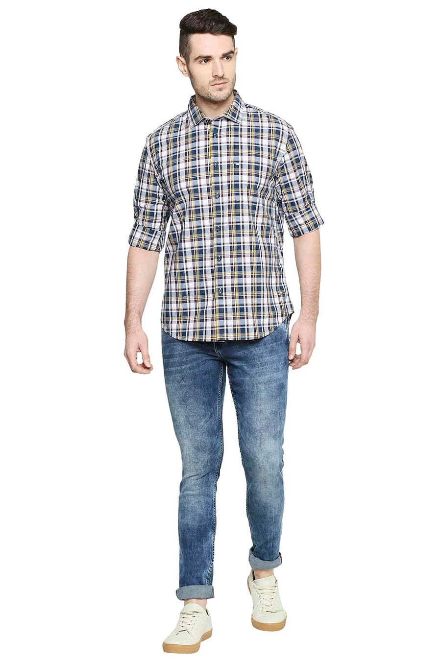 BASICS SLIM FIT INSIGNIYA BLUE CHECKS SHIRT