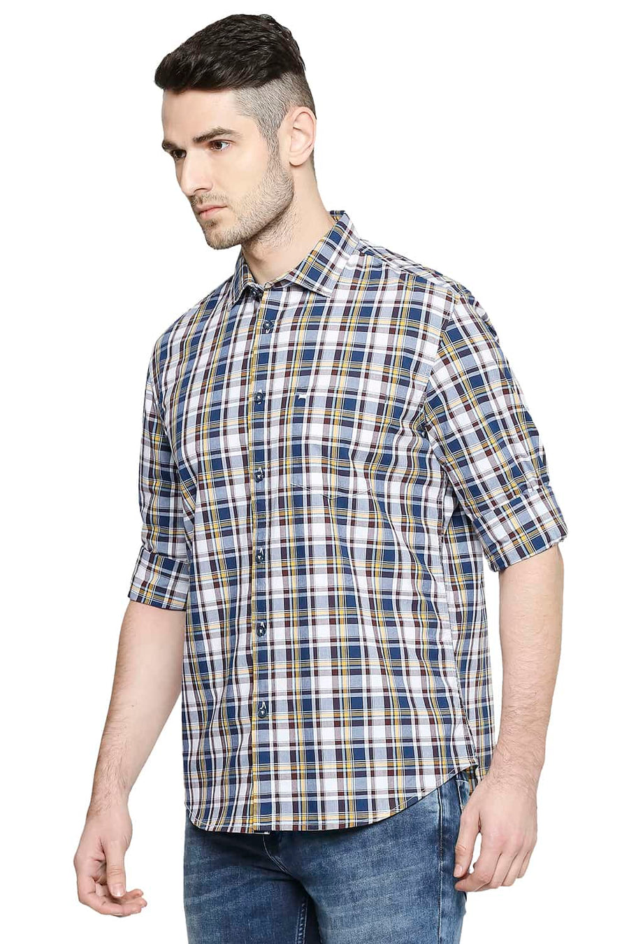 BASICS SLIM FIT INSIGNIYA BLUE CHECKS SHIRT