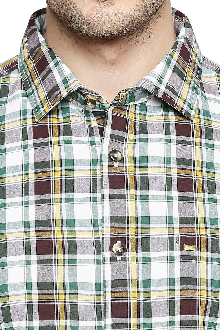 BASICS SLIM FIT FIG BROWN CHECKS SHIRT
