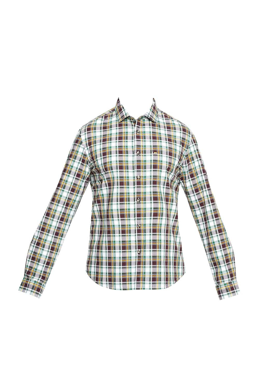 BASICS SLIM FIT FIG BROWN CHECKS SHIRT