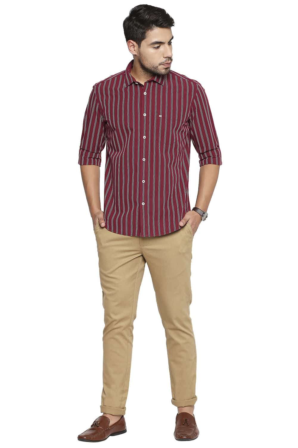 BASICS SLIM FIT STRIPE SHIRT