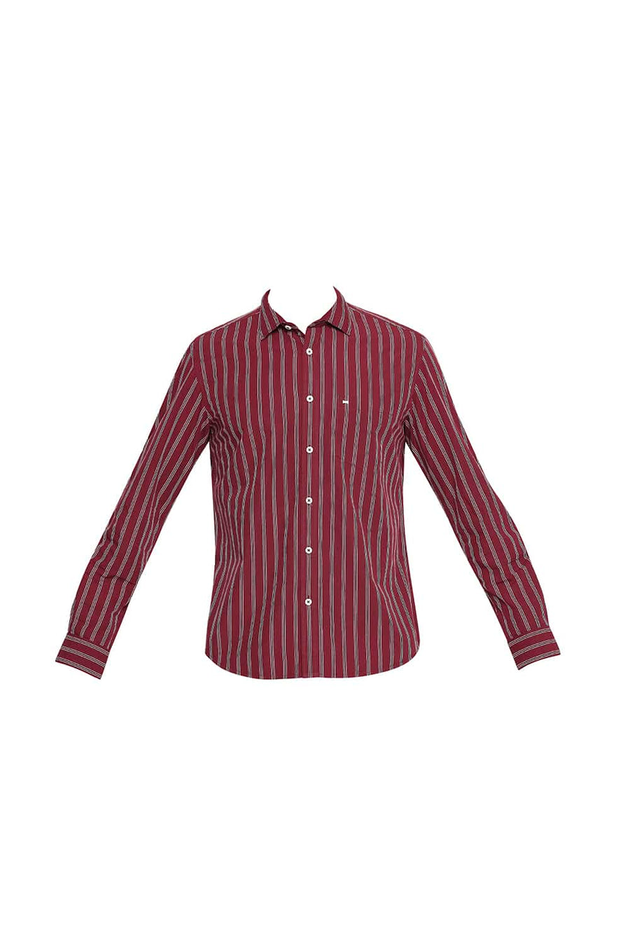 BASICS SLIM FIT BRICK RED STRIPE SHIRT