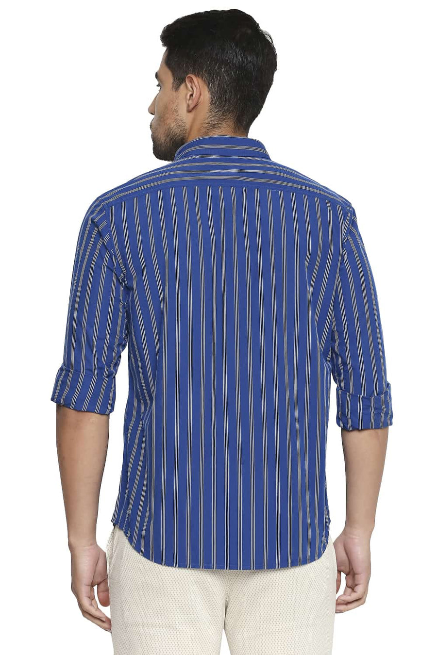 BASICS SLIM FIT DELFT BLUE STRIPE SHIRT