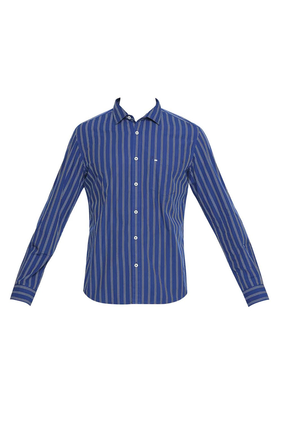 BASICS SLIM FIT DELFT BLUE STRIPE SHIRT