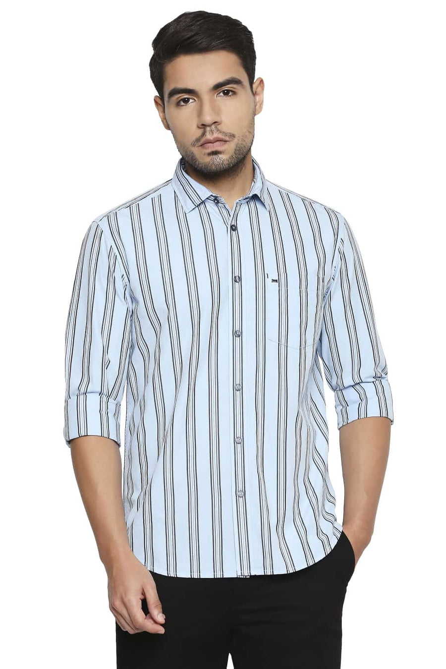 BASICS SLIM FIT BLUE BELL STRIPE SHIRT