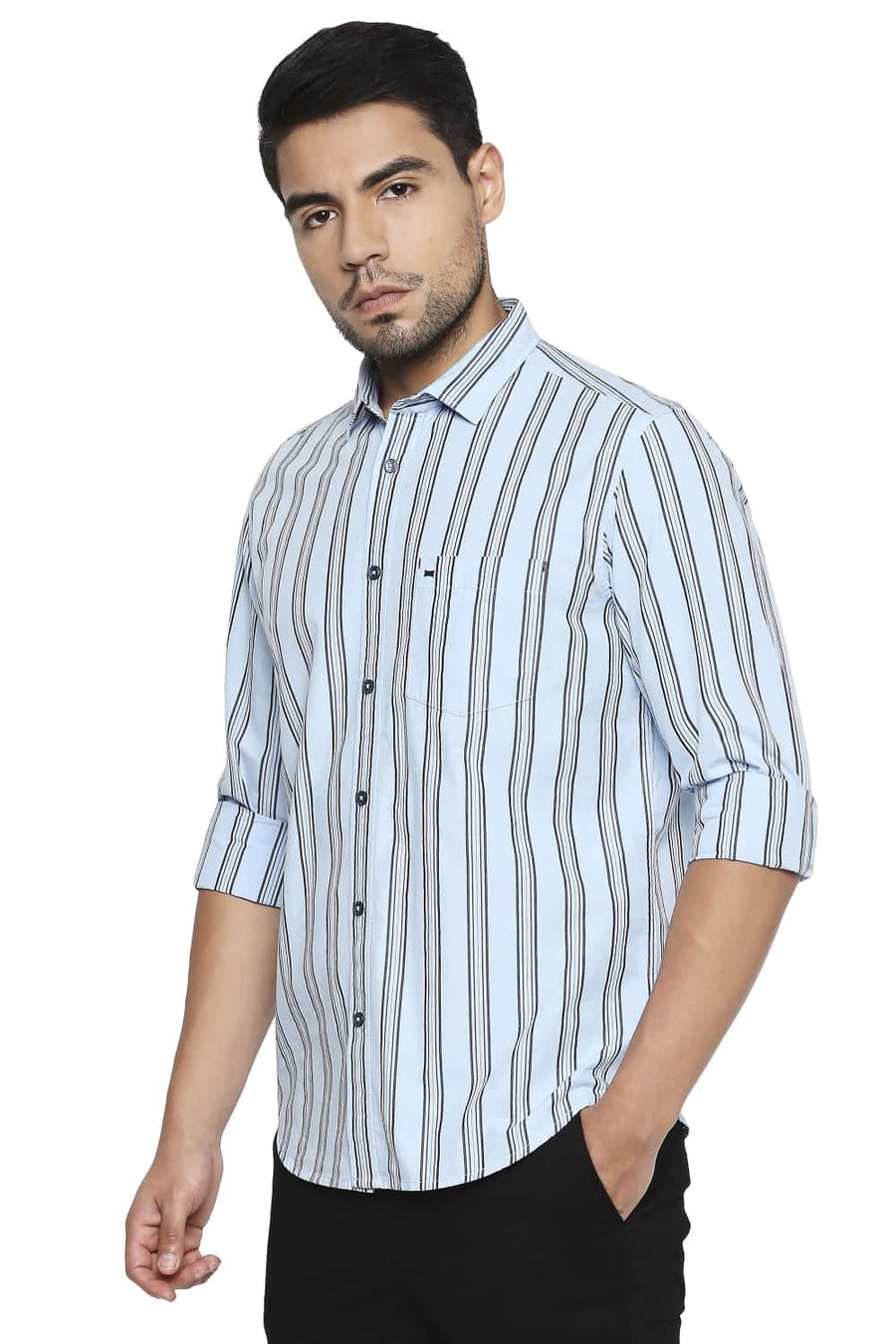 BASICS SLIM FIT BLUE BELL STRIPE SHIRT