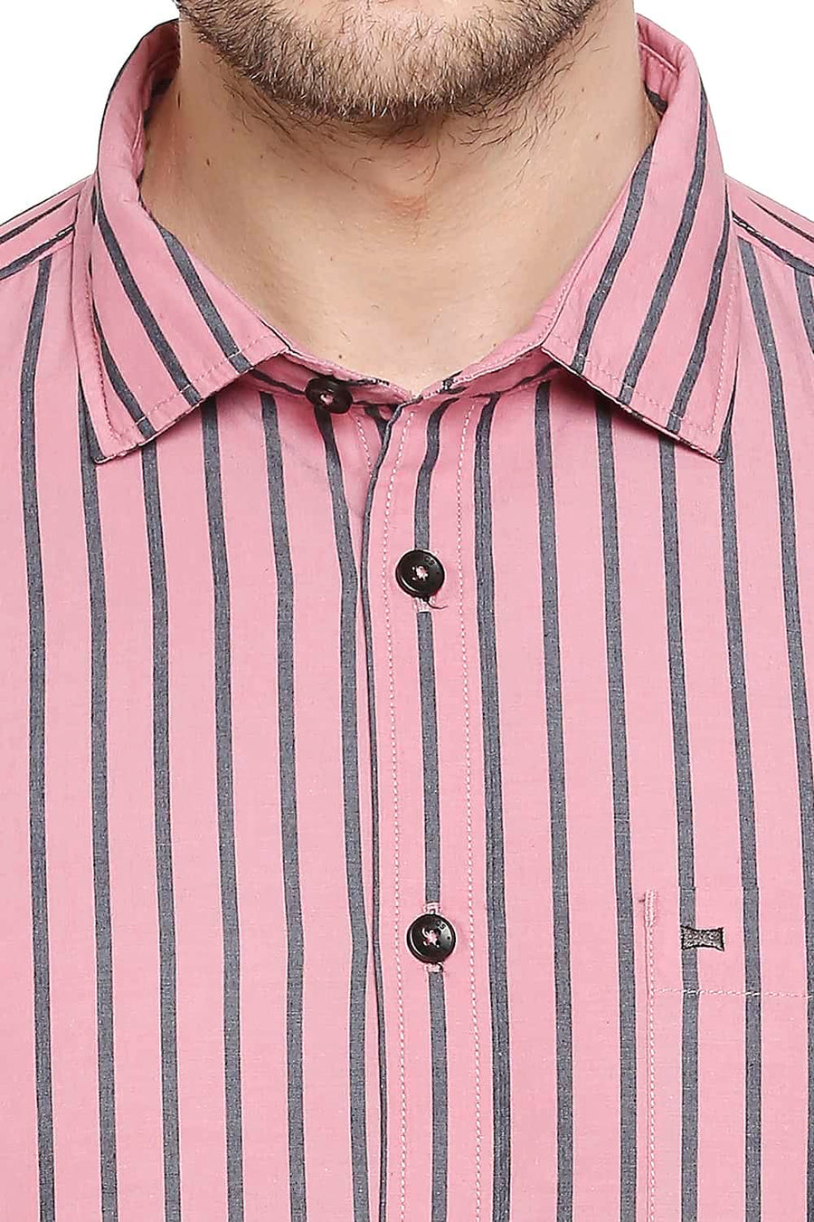 BASICS SLIM FIT FOX GLOVE PINK STRIPES SHIRT