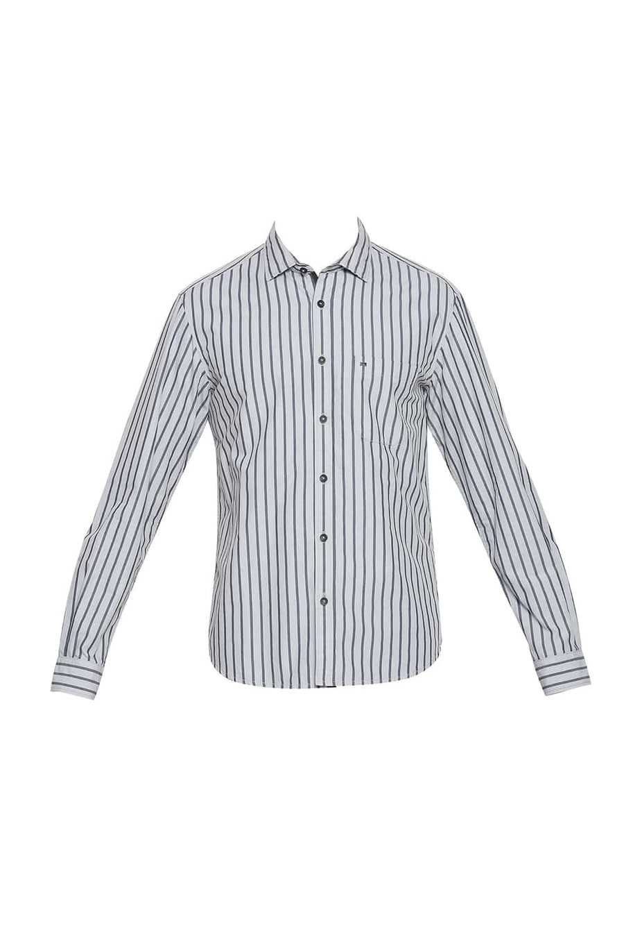 BASICS SLIM FIT QUARRY GREY STRIPES SHIRT