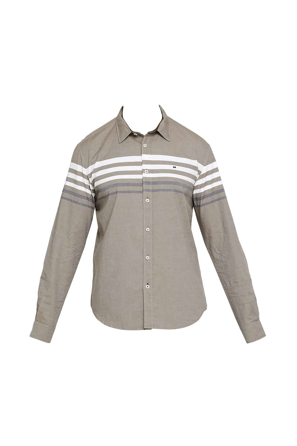 BASICS SLIM FIT ENGINEERED STRIPE SHIRT