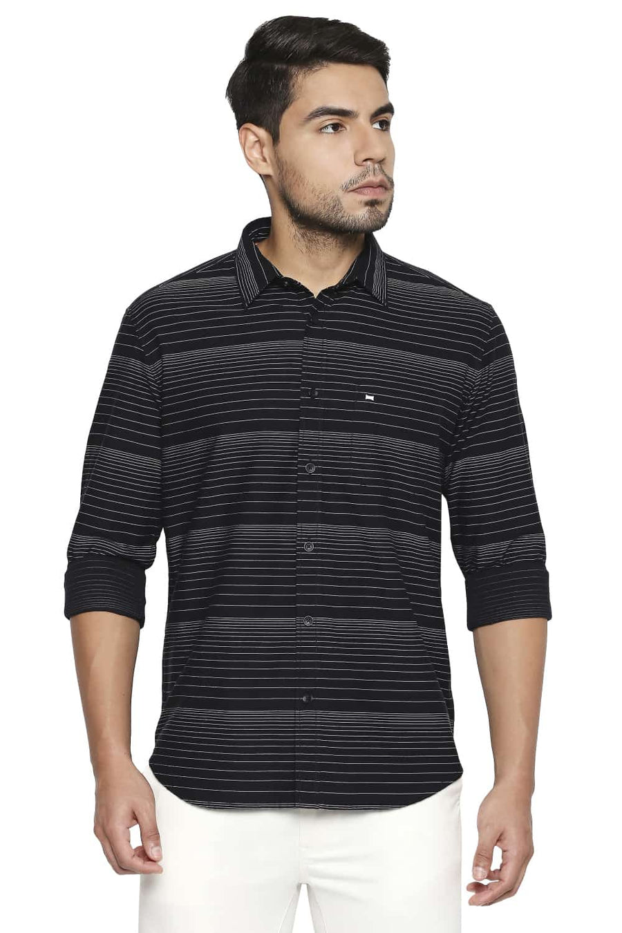 BASICS SLIM FIT PIRATE BLACK STRIPE SHIRT