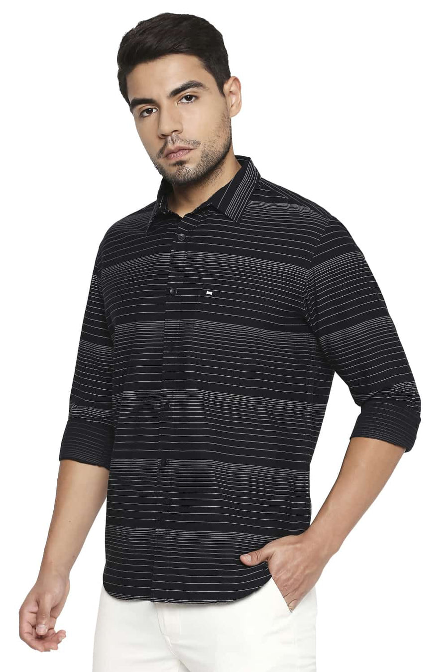 BASICS SLIM FIT PIRATE BLACK STRIPE SHIRT