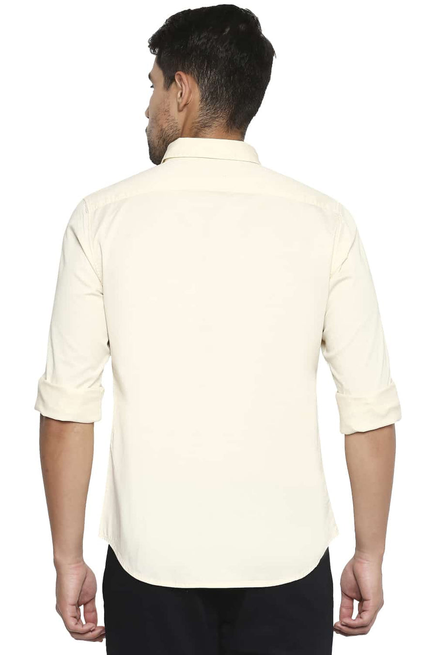 BASICS SLIM FIT CORN ECRU STRETCH SHIRT
