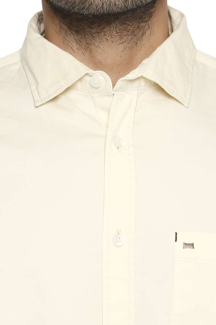 BASICS SLIM FIT CORN ECRU STRETCH SHIRT