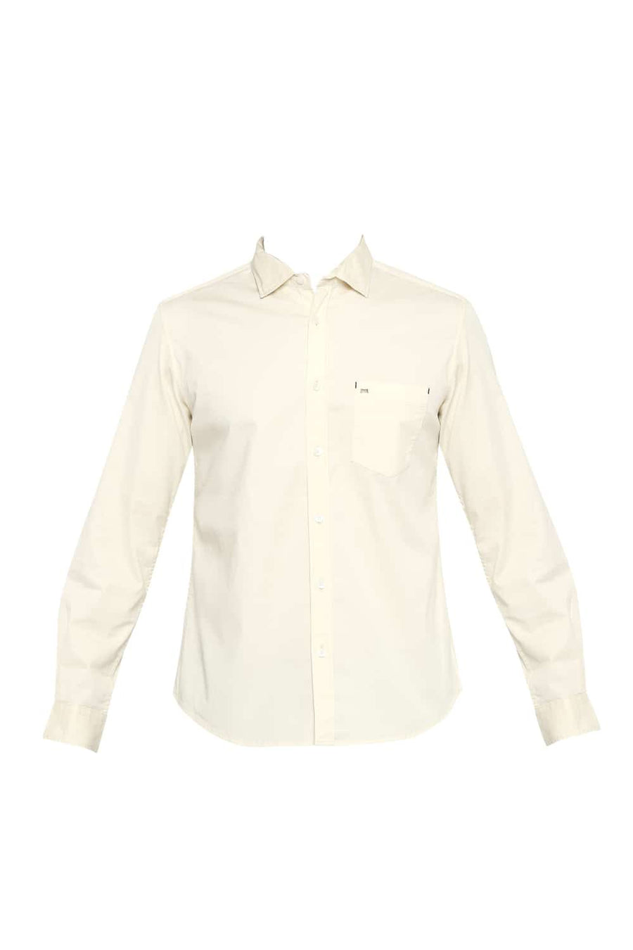 BASICS SLIM FIT CORN ECRU STRETCH SHIRT
