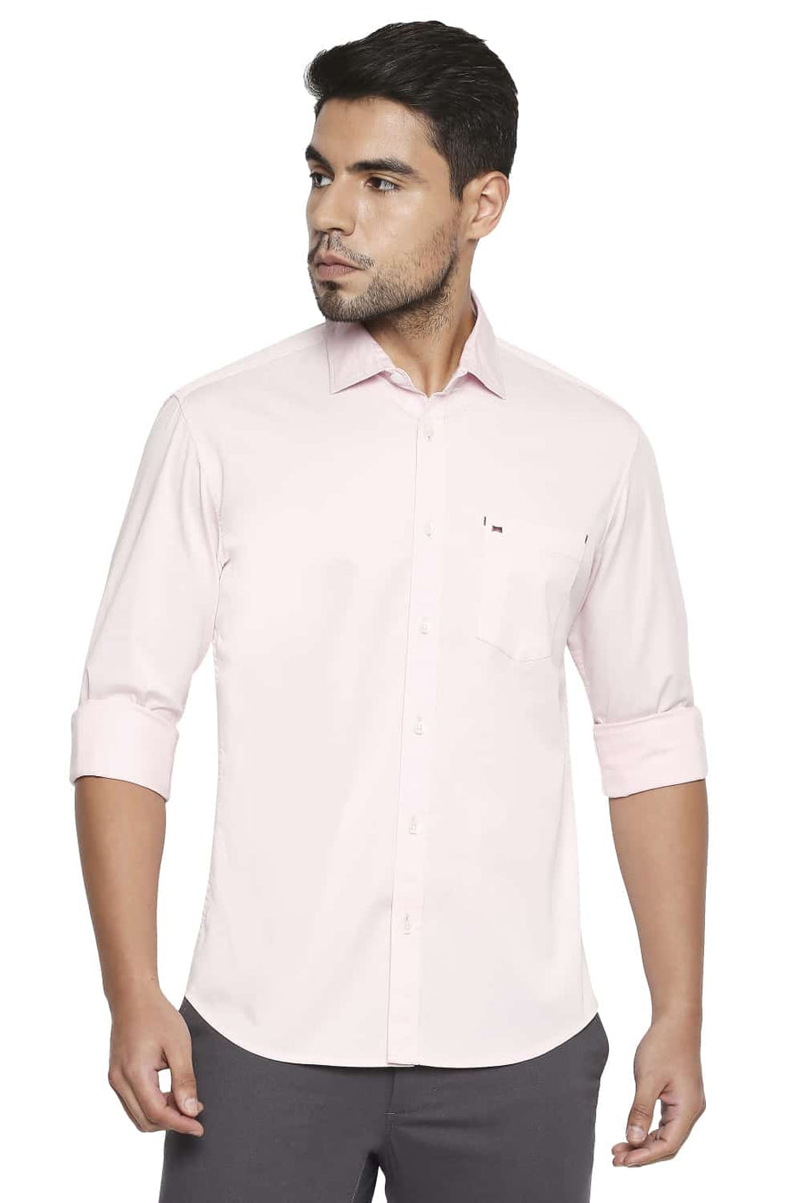 BASICS SLIM FIT PRIMROSE PINK STRETCH SHIRT