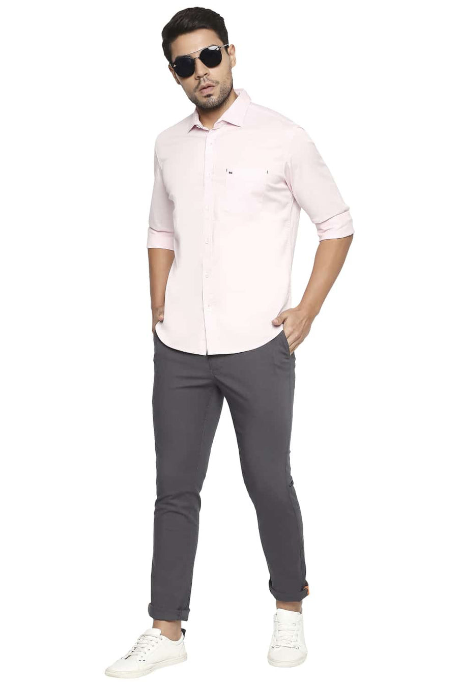 BASICS SLIM FIT PRIMROSE PINK STRETCH SHIRT