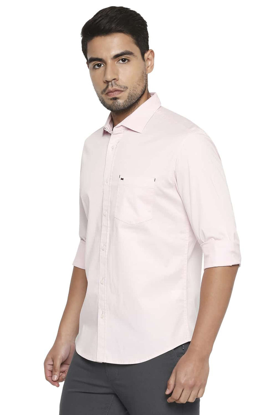 BASICS SLIM FIT PRIMROSE PINK STRETCH SHIRT