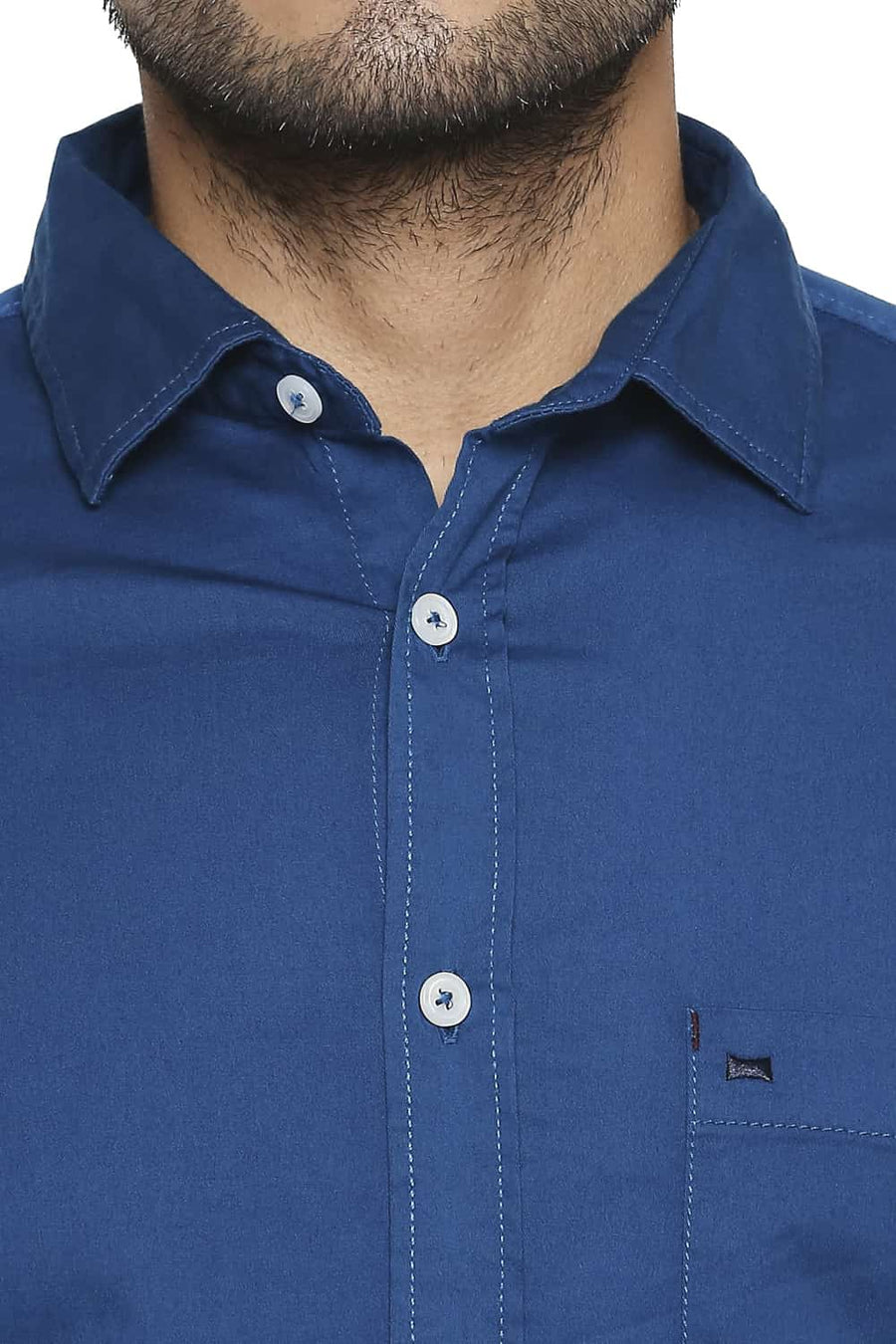 BASICS SLIM FIT SEAPORT TEAL STRETCH SHIRT