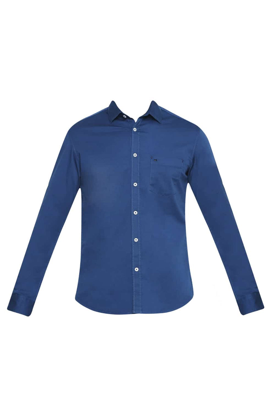 BASICS SLIM FIT SEAPORT TEAL STRETCH SHIRT