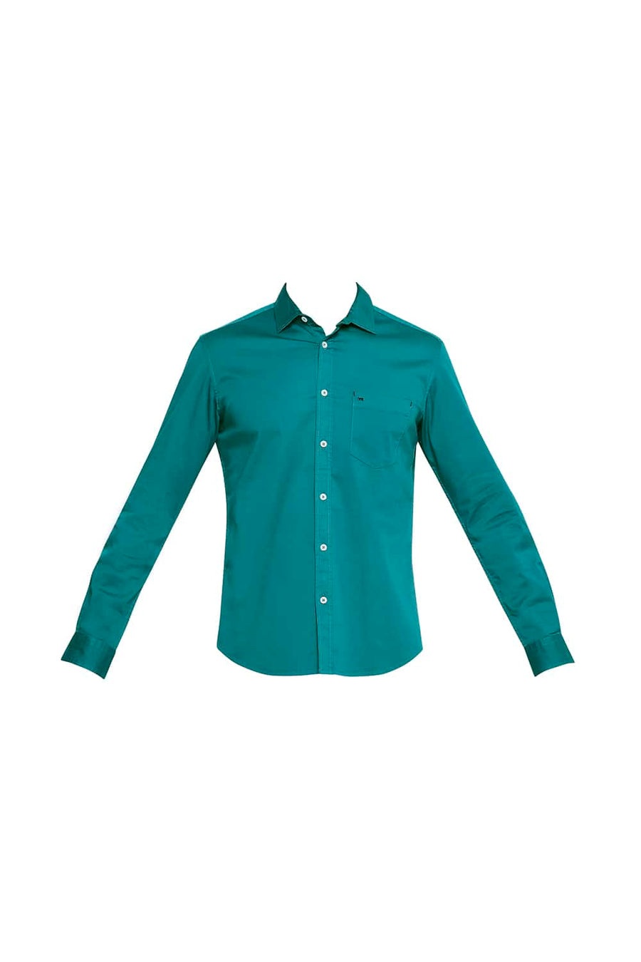 BASICS SLIM FIT NAVIGATE GREEN STRETCH SHIRT