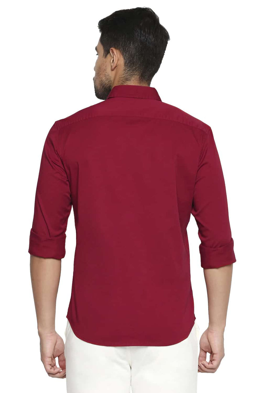 BASICS SLIM FIT SCOOTER RED STRETCH SHIRT