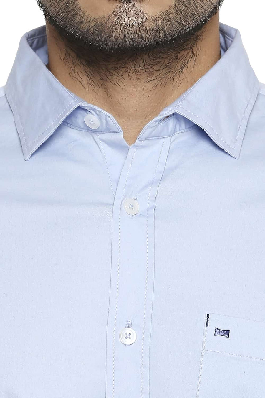 BASICS SLIM FIT AIRY BLUE STRETCH SHIRT