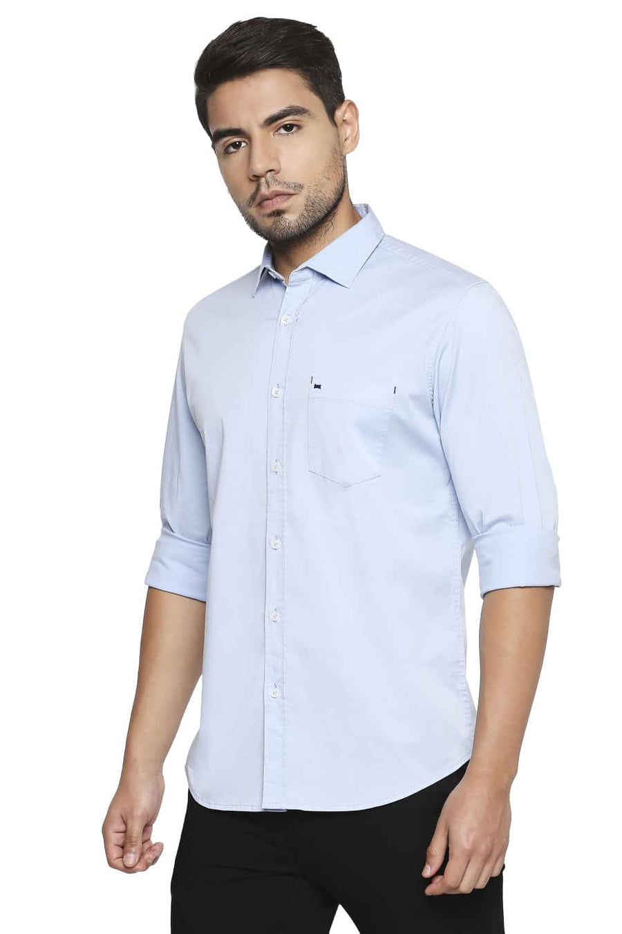 BASICS SLIM FIT AIRY BLUE STRETCH SHIRT