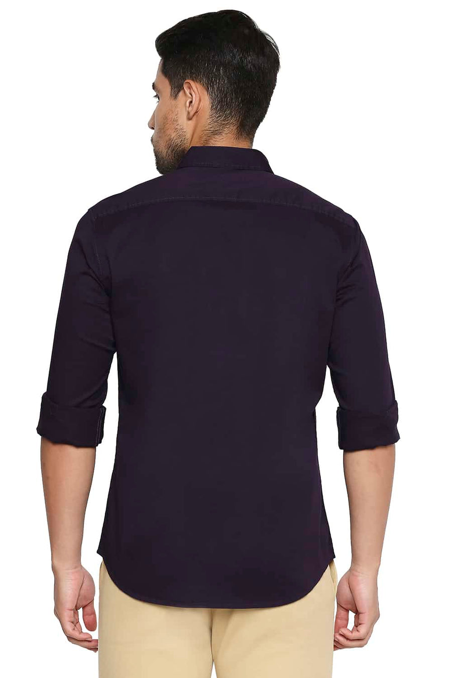 BASICS SLIM FIT MYSTERIOSO PURPLE STRETCH SHIRT