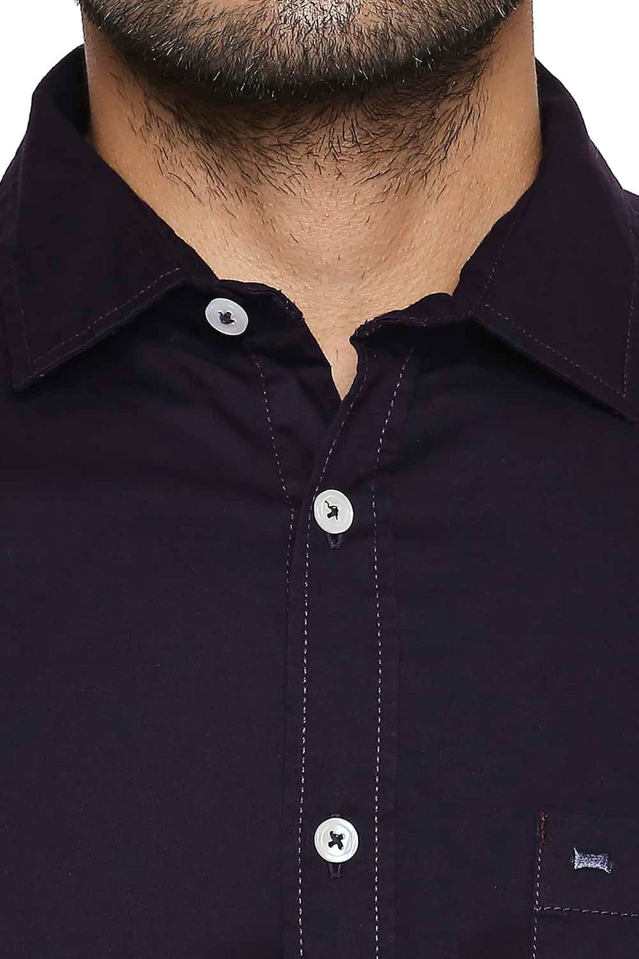 BASICS SLIM FIT MYSTERIOSO PURPLE STRETCH SHIRT