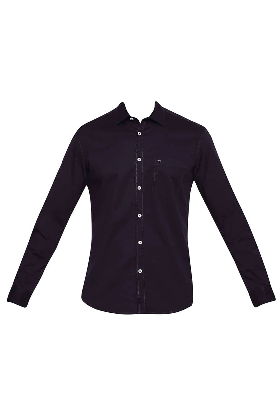 BASICS SLIM FIT MYSTERIOSO PURPLE STRETCH SHIRT