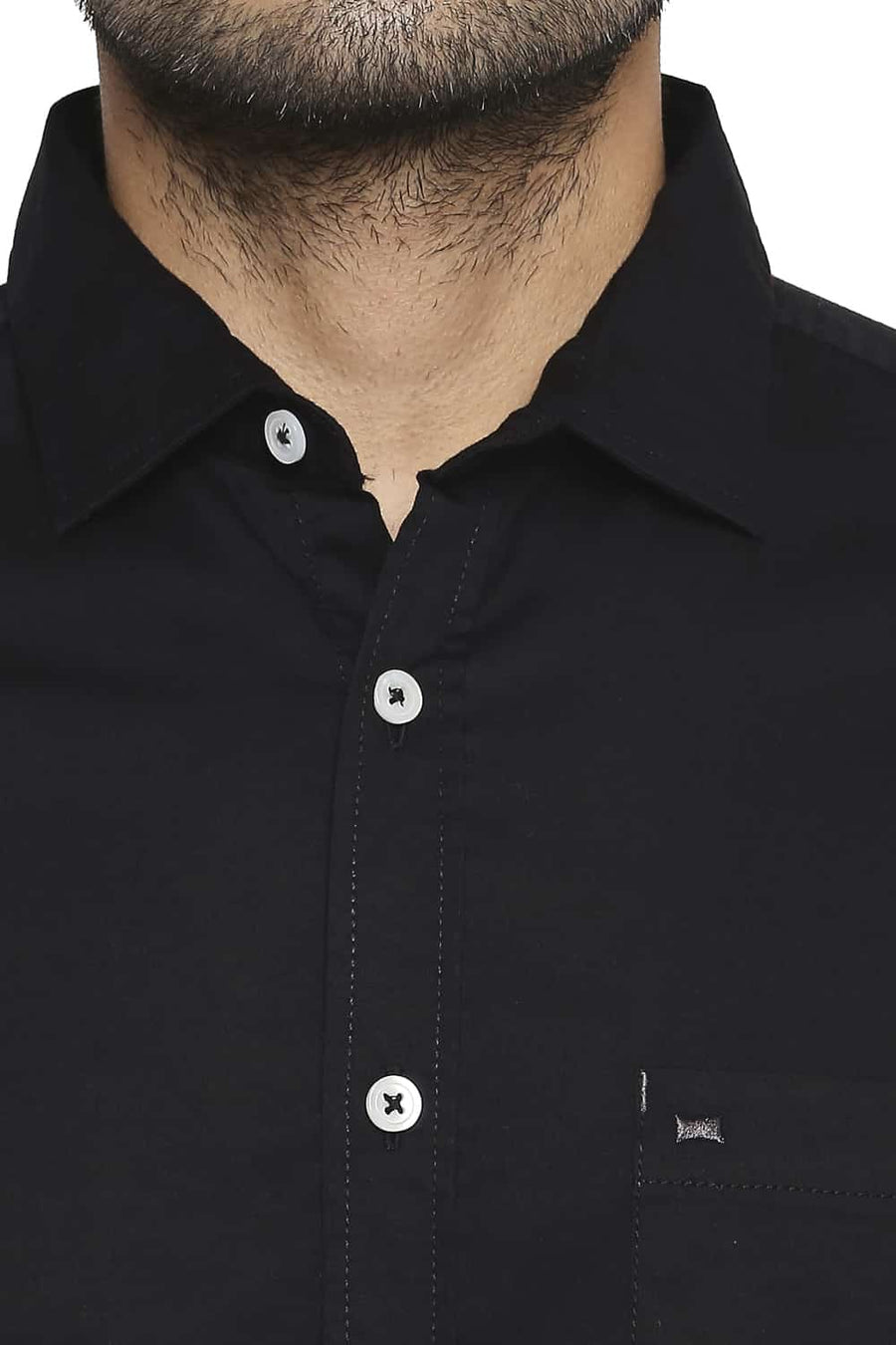 BASICS SLIM FIT NIGHT BLACK STRETCH SHIRT