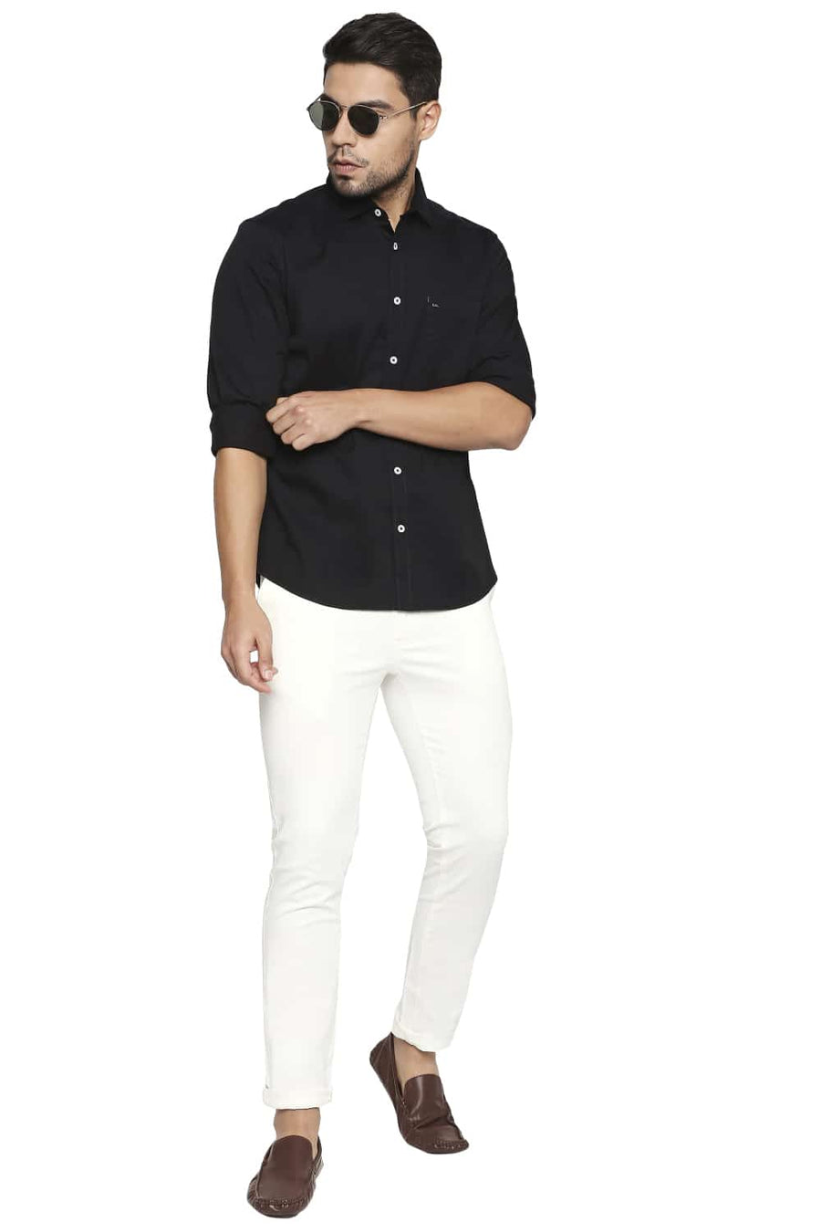 BASICS SLIM FIT NIGHT BLACK STRETCH SHIRT