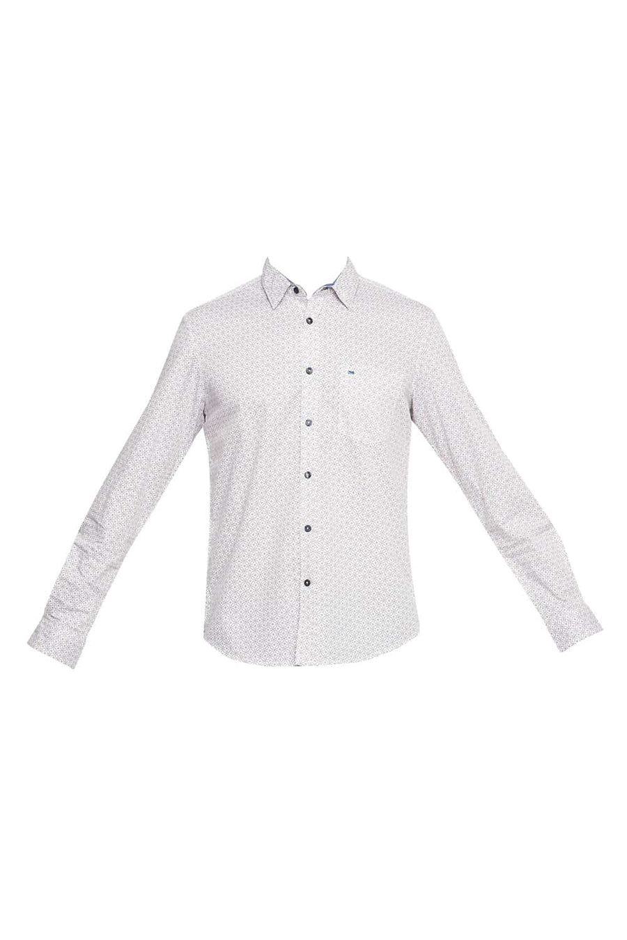 BASICS SLIM FIT CARROT ORANGE PRINTED SHIRT