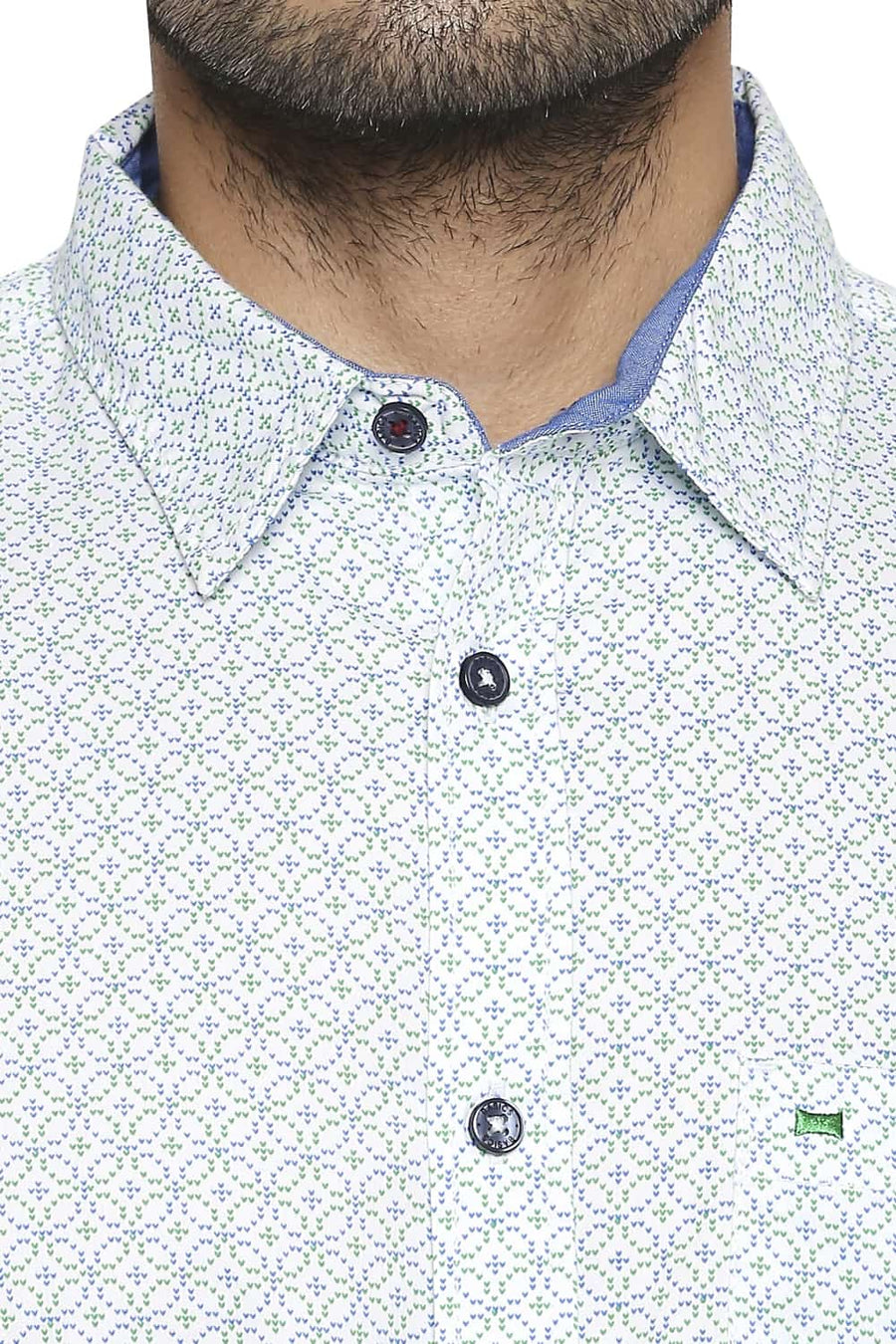 BASICS SLIM FIT GREEN FLASH PRINTED SHIRT
