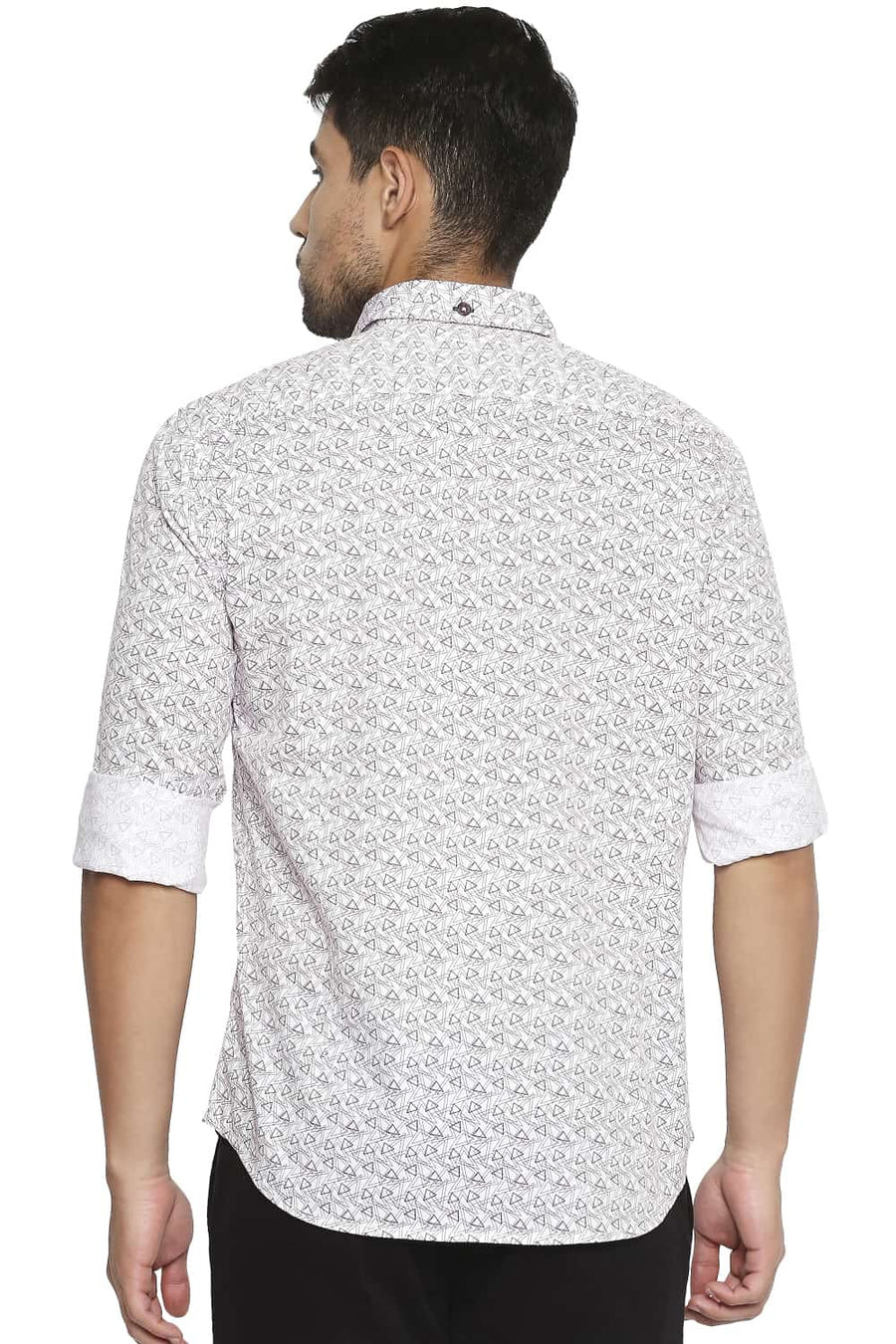 BASICS SLIM FIT RUMBA RED PRINTED SHIRT