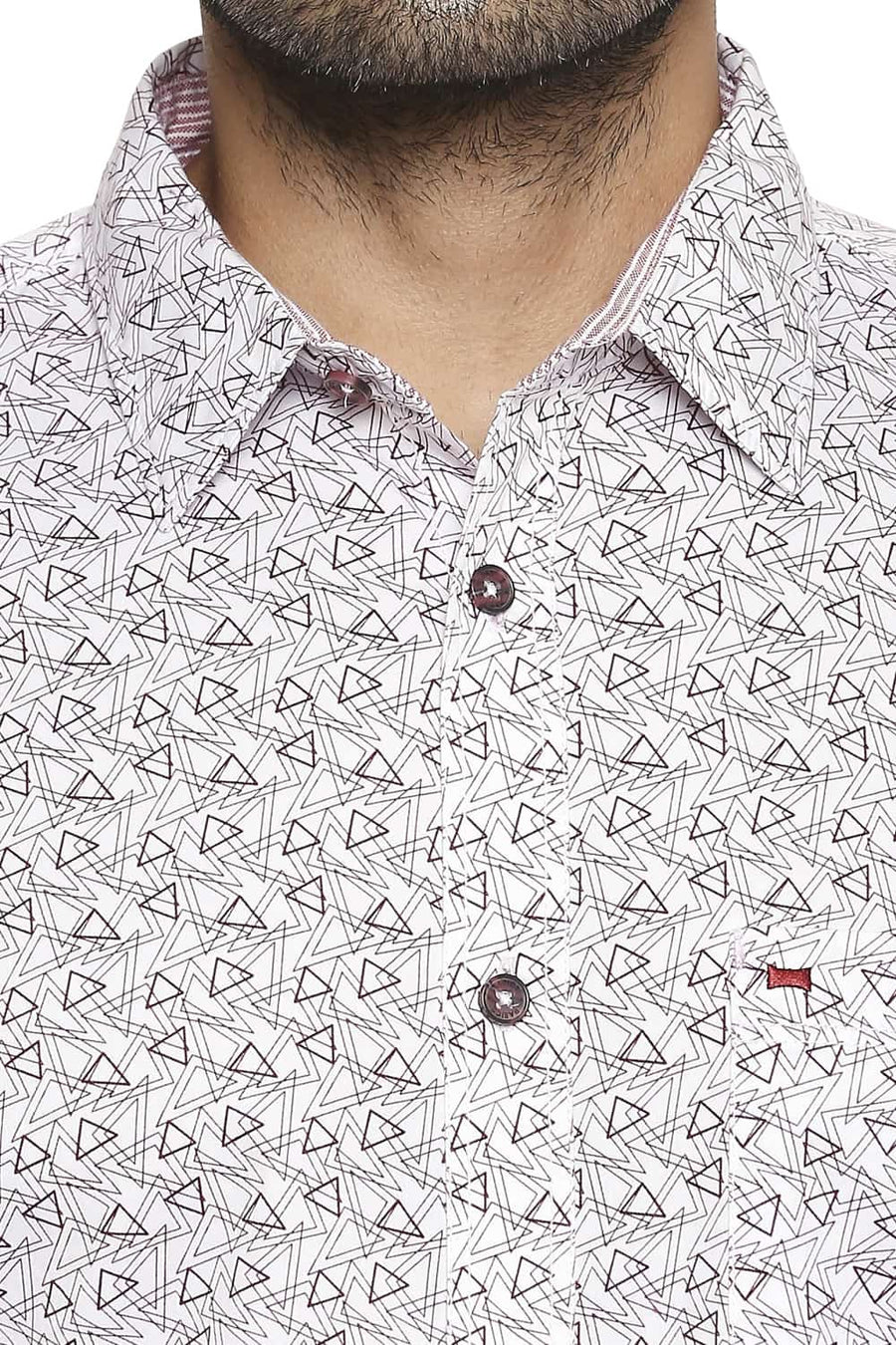 BASICS SLIM FIT RUMBA RED PRINTED SHIRT