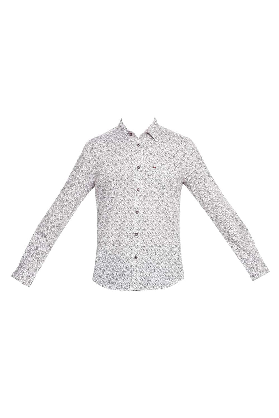 BASICS SLIM FIT RUMBA RED PRINTED SHIRT