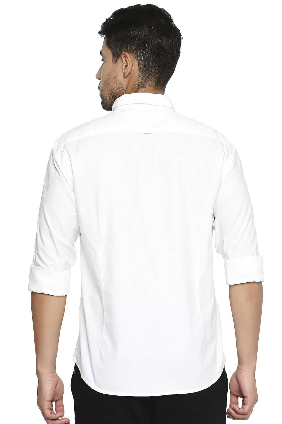 BASICS SLIM FIT BLANC WHITE DOBBY SHIRT